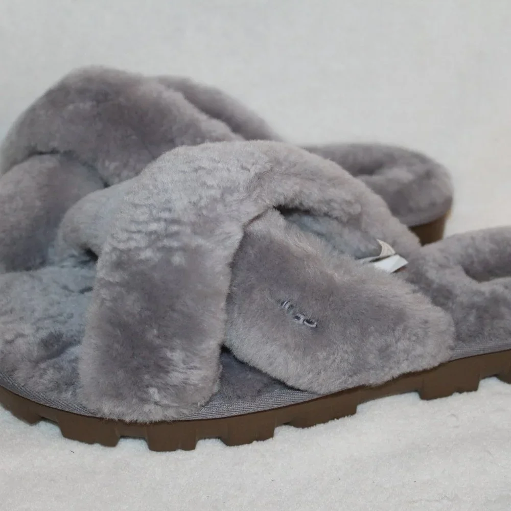 UGG FUZZETTE SHEARLING SLIPPER SANDALS LAVENDER 10
